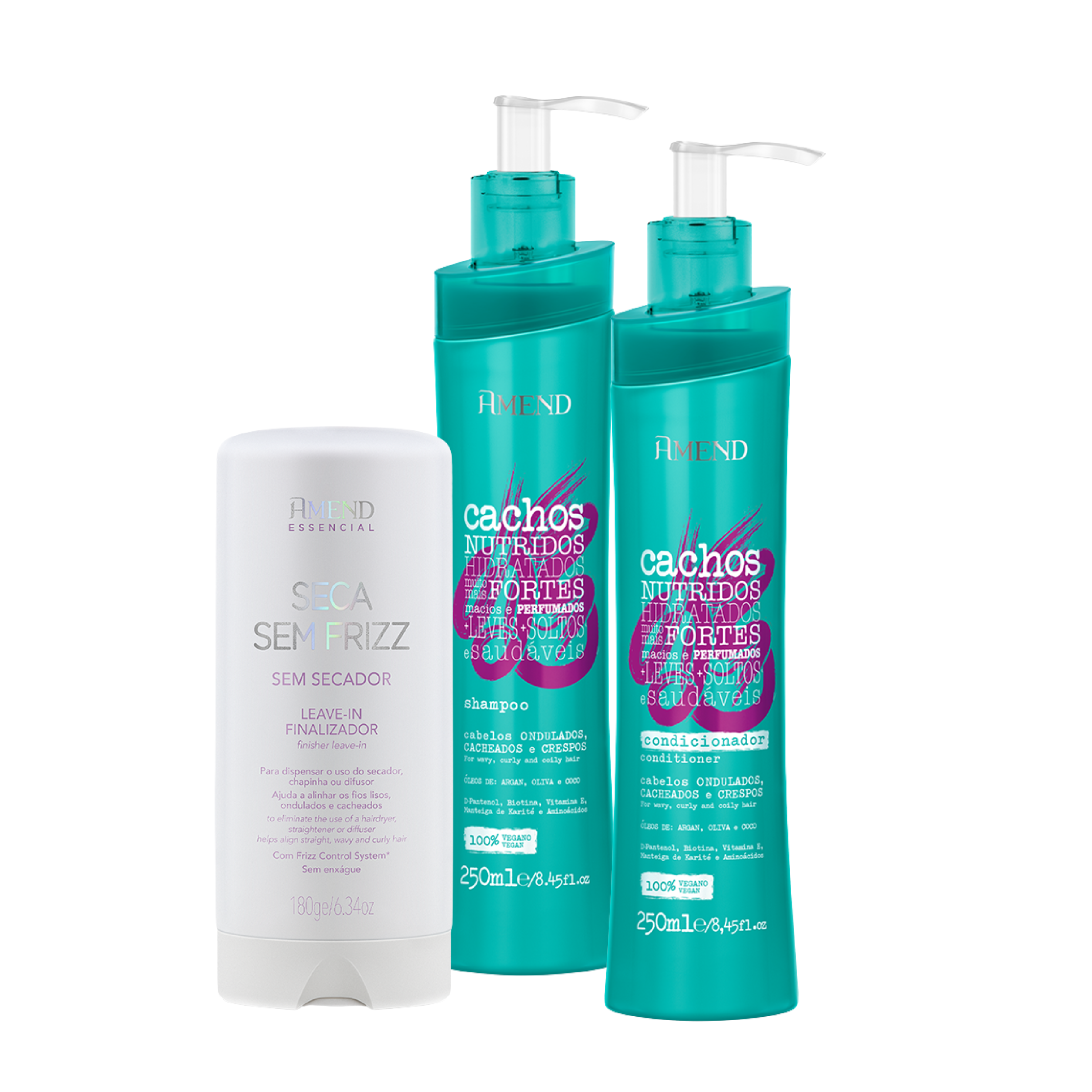 Kit Seca Sem Frizz e Cachos | 3 produtos